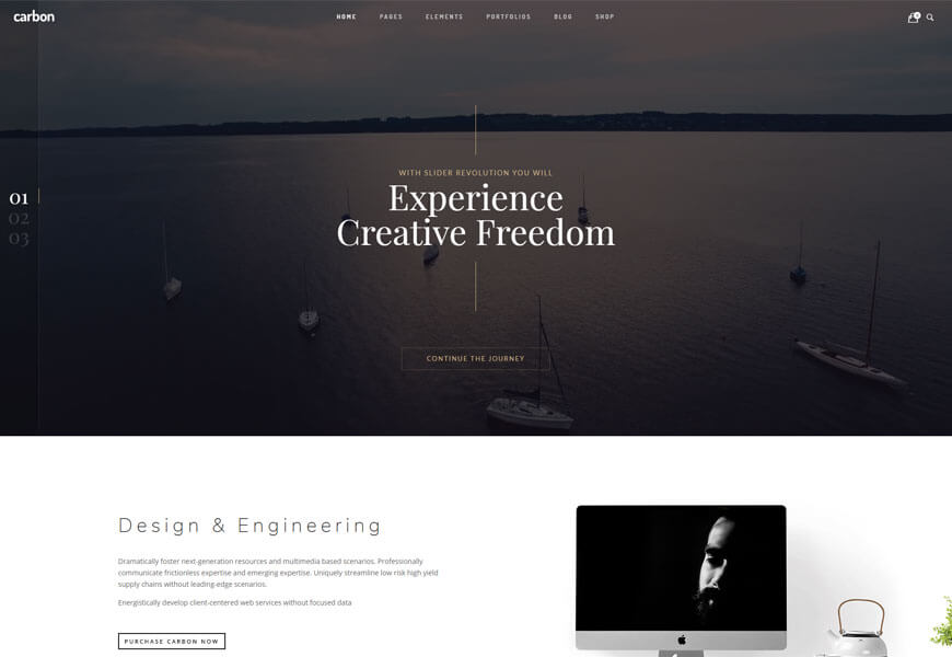 carbon is beautiful minimalist WordPress theme