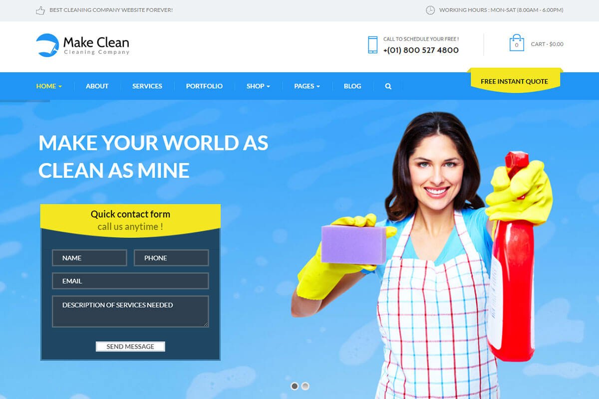 Make Clean is an exceptional cleaning business WordPress theme