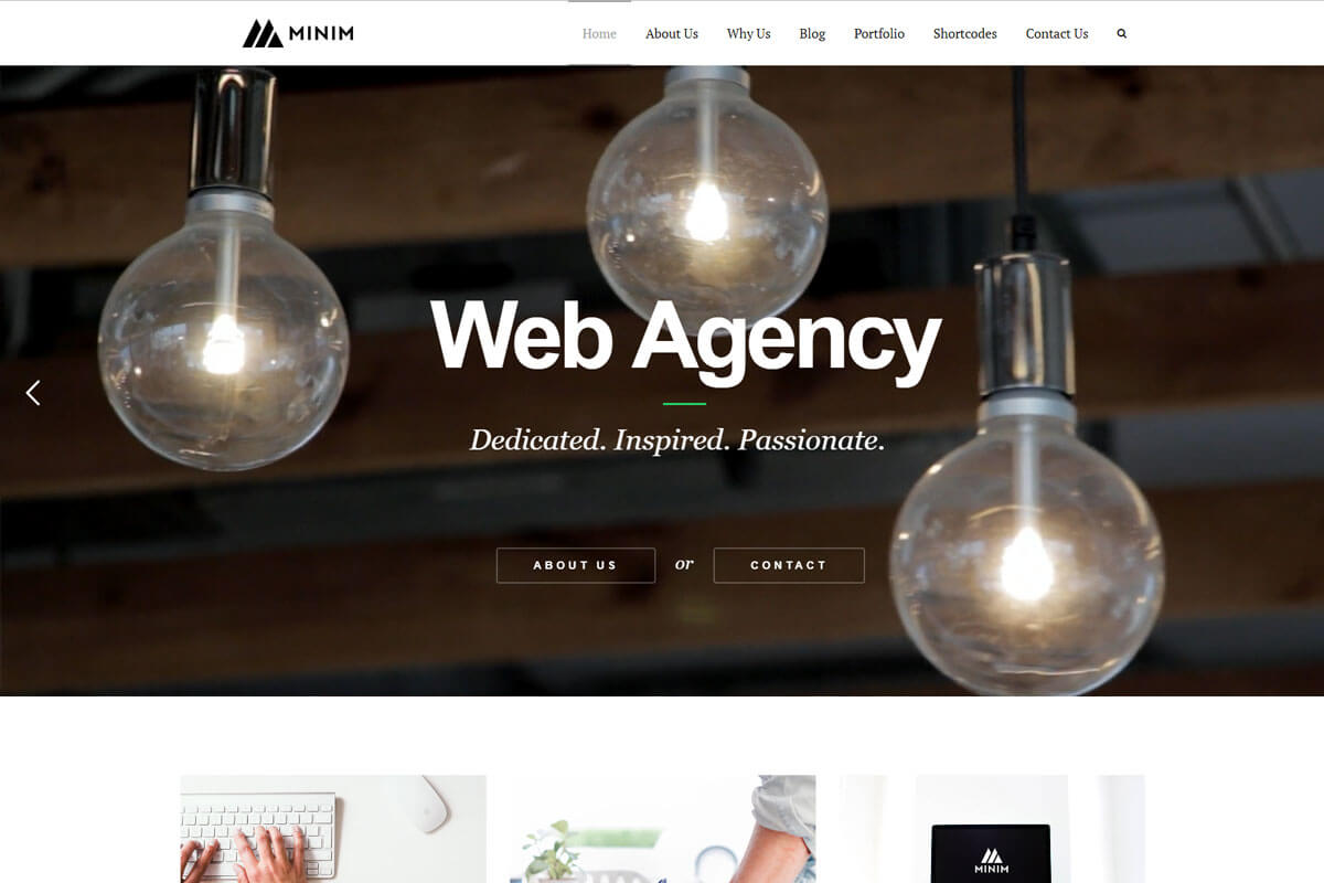 Minim is a minimalist WordPress theme for agency