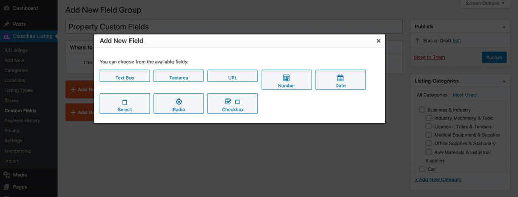 Custom fields type